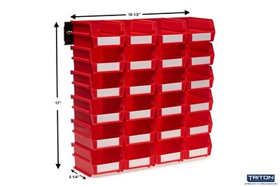Triton Products LocBin Stackable Storage Bin, 3 x 4.12x 5.37, Red, 24/Pack (3-210RWS)