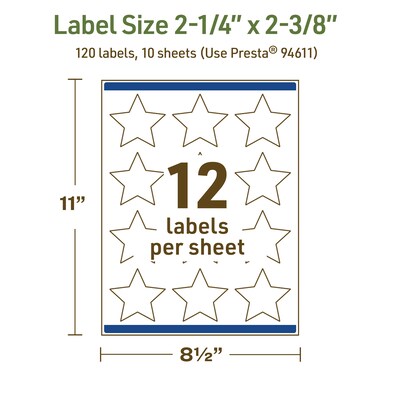 Avery Dissolvable Burst Multipurpose Labels, 2-1/4" x 2-3/8", Off-white, 120/Pack (94611)