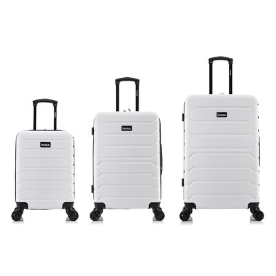 InUSA Trend 3-Piece Hardside Spinner Carry-On Luggage Set, TSA Checkpoint Friendly, White (IUTRESML-