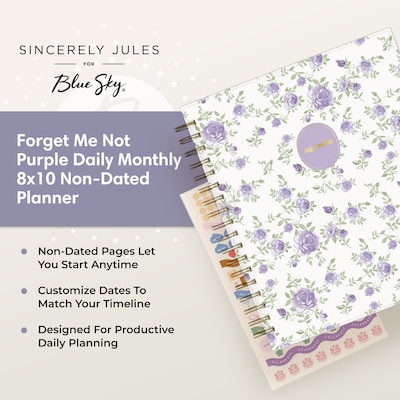 Blue Sky Sincerely Jules 8" x 10" Daily Planner, Purple/White (164243)