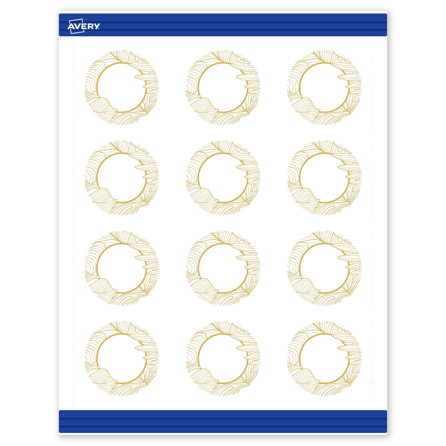 Avery Gold Florals Matte Blank Card, White, 120/Pack (S00-EW0)