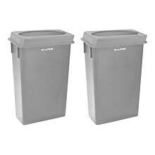 Alpine Polypropylene Trash Can with Drop-Slot Lid, 23 Gallon, Gray, 2/Pack (ALP477-GRY-PKG2-2)