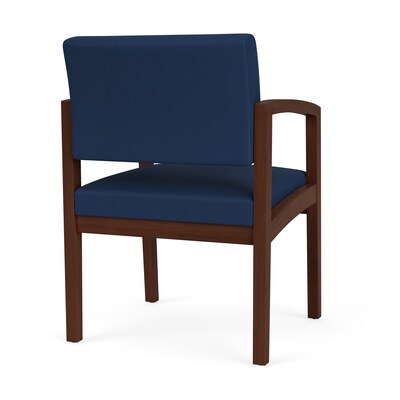Lesro Lenox Wood Vinyl Guest Chair, Patriot Plus Imperial Blue/Walnut (LW1101.WWL-01PPIB)