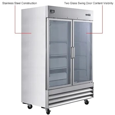 Global Industrial Nexel Reach-In Refrigerator, 2 Glass Doors, 47 Cu. Ft. (243219)