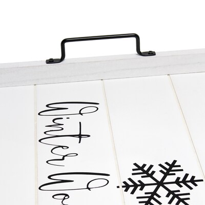 Elegant Designs "Winter Wonderland" Decorative Wood Serving Tray w/ Handles, 15.50" x 12", White Wash (HG2000-WWW)