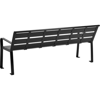 Global Industrial 6' Outdoor Horizontal Steel Slat Park Bench w/ Back, Black (436975BK)