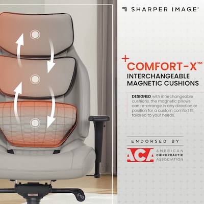 Sharper Image Algrove Comfort-X Ergonomic Swivel Executive Massage Chair, Gray/Black (60117-GRYBLK)