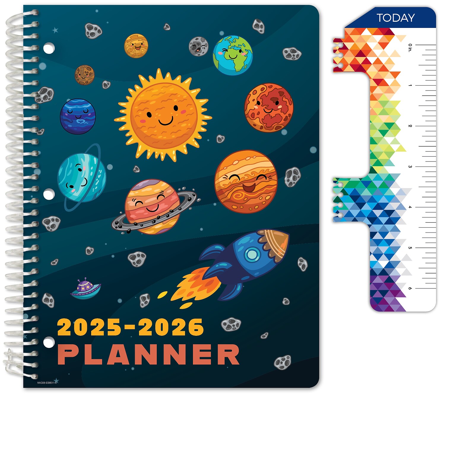 2025-2026 Global Printed Products Space Happy Planets 8.5 x 11 Academic Weekly & Monthly Planner, Paper Cover