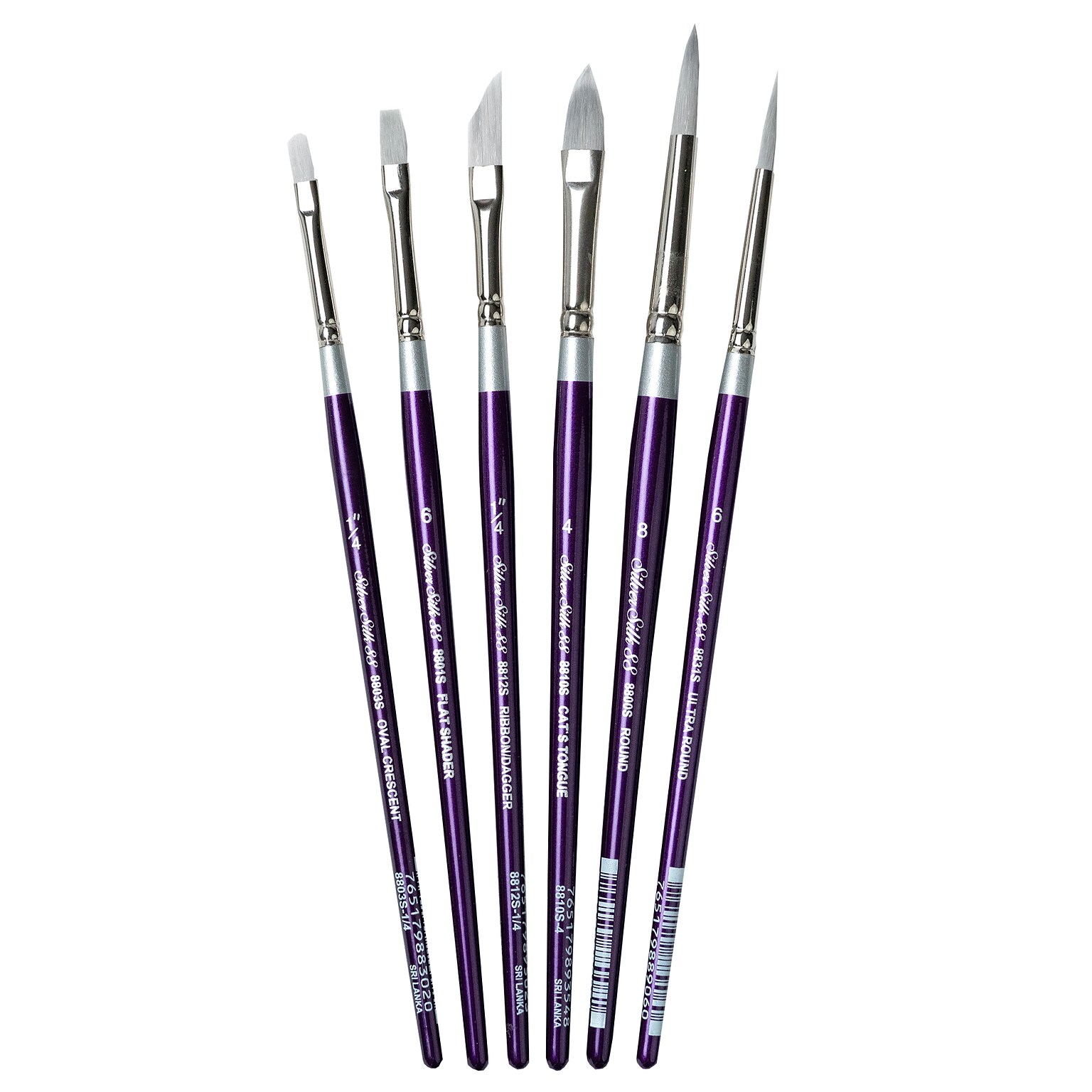 Silver Brush Silver Silk Creative Brushes, 6/Pack (SLVSS8877)