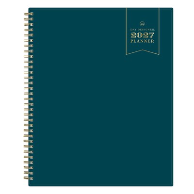 2027 Blue Sky Day Designer Peacock 8.5 x 11 Calendar Year Weekly & Monthly Planner, Plastic Cover, Peacock (143889-27)