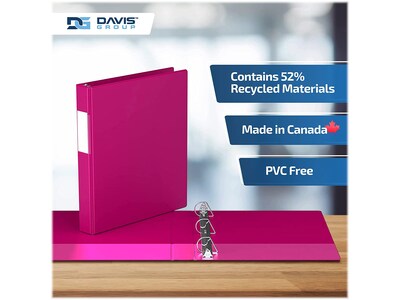 Davis Group Premium Economy 1" 3-Ring Non-View Binders, D-Ring, Pink, 6/Pack (2301-43-06)