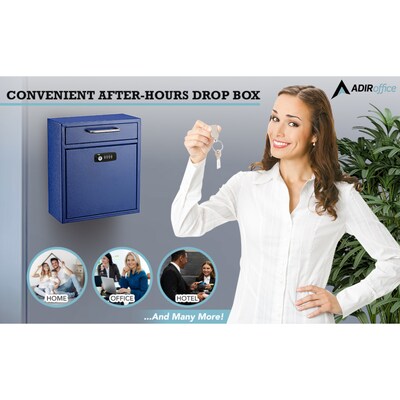 AdirOffice Steel Ultimate Locking Wall Mounted Interoffice Mailbox, Medium, Blue