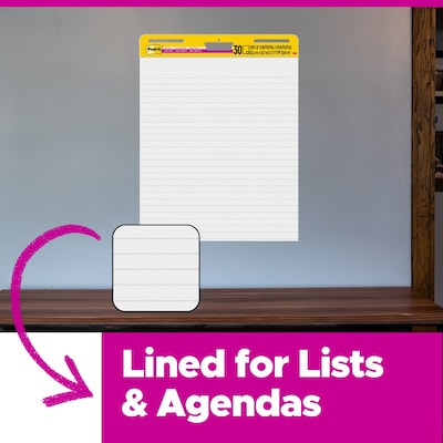 Post-it Super Sticky Wall Easel Pad, 25" x 30", Lined, 30 Sheets/Pad, 8 Pads/Pack (561WL-VAD-8PK)