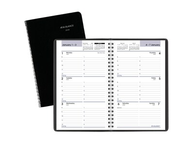 2024 AT-A-GLANCE DayMinder 5" x 8" Weekly Appointment Book Planner, Black (G200-00-24)