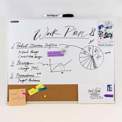 Bazic Magnetic Cork & Dry Erase Whiteboard, Aluminum Frame, 16 x 20 (BAZ6053)