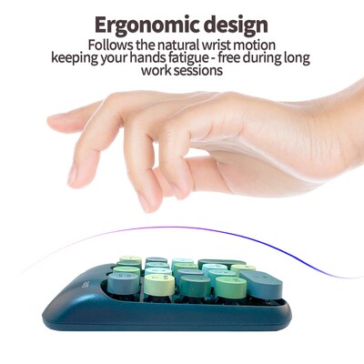 SaharaCase Retro Numeric Keypad Wireless Ergonomic Number Pad, Teal Green (KB48)