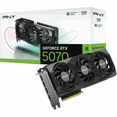 PNY NVIDIA GeForce RTX 5070 PCI Express 5.0 x16 12GB GDDR7 Gaming Graphics Card, 2325 Core, 28000MHz, Black (VCG507012TFXPB1)