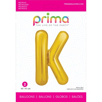 Party City (Air-Filled) 16 K Foil Balloon, Gold, 2/Pack (AM60050224-19)
