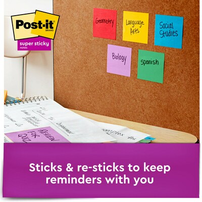 Post-it® Super Sticky Notes, 3 x 3, Electric Blue, 90 Sheets/Pad, 5 Pads/Pack (654-5SSBE)