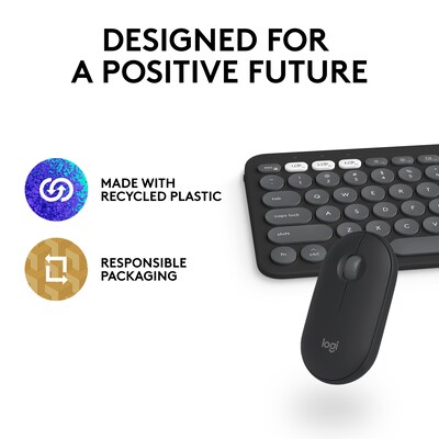 Logitech Pebble 2 Wireless Ergonomic Keyboard and Optical Mouse Combo for Mac, Tonal Graphite (920-012200)