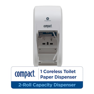 Georgia-Pacific Compact 2-Roll Vertical Coreless Toilet Paper Dispenser, White (56767A)