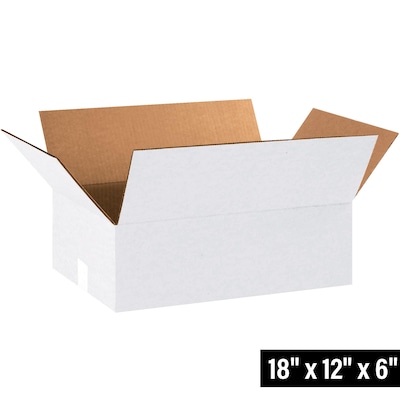 18 x 12 x 6 Shipping Boxes, 32 ECT, White, 25/Bundle (18126W)