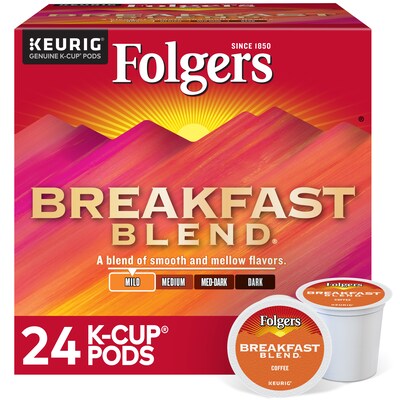 Folgers Breakfast Blend Coffee Keurig® K-Cup® Pods, Light Roast, 24/Box (000370677/6684)