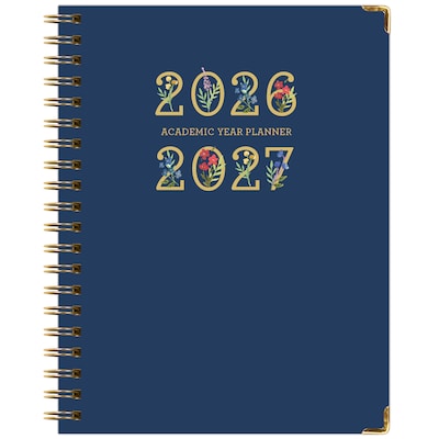 2026-2027 Excello Brands 8.5" x 11" Academic Weekly & Monthly Planner, Paperboard Cover, Navy Gold Numbers (FSHN-AY26-8511-85)