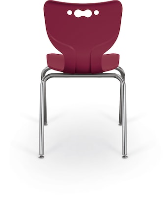 MooreCo 18" Hierarchy Student Chair with 4 Legs, Maroon/Chrome Base (703673561358)