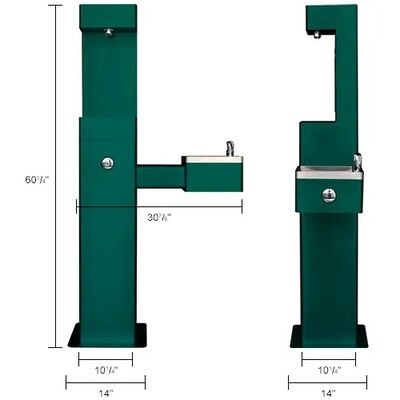 Global Industrial Outdoor Drinking Fountain w/ Bottle Filling Station, Green (761216GN)