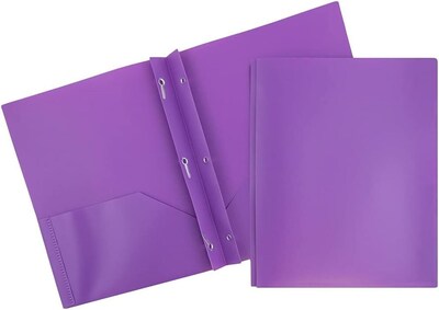 JAM Paper Plastic POP 2-Pocket Folders with Metal Prong Fastener, Multicolored, Assorted Colors, 6/Pack (382ECFassrt)