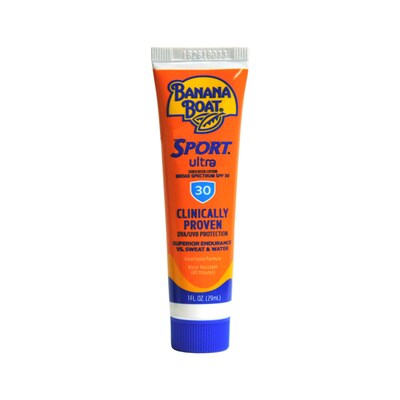 Banana Boat Sport SPF 30 Sunscreen, 1 oz Trial Size Bottle, 12 Bottles/Bag, 24 Bags/Carton