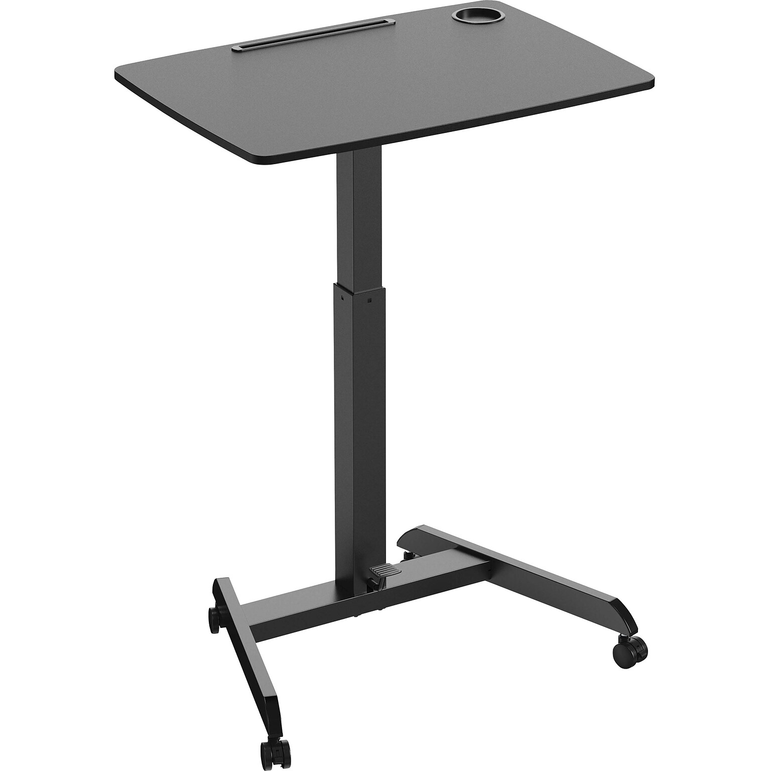 Kantek Mobile Height-Adjustable Sit-Stand Desk, Pneumatic Lift, 22L x 31.5W, Black (KTKSTS330B)