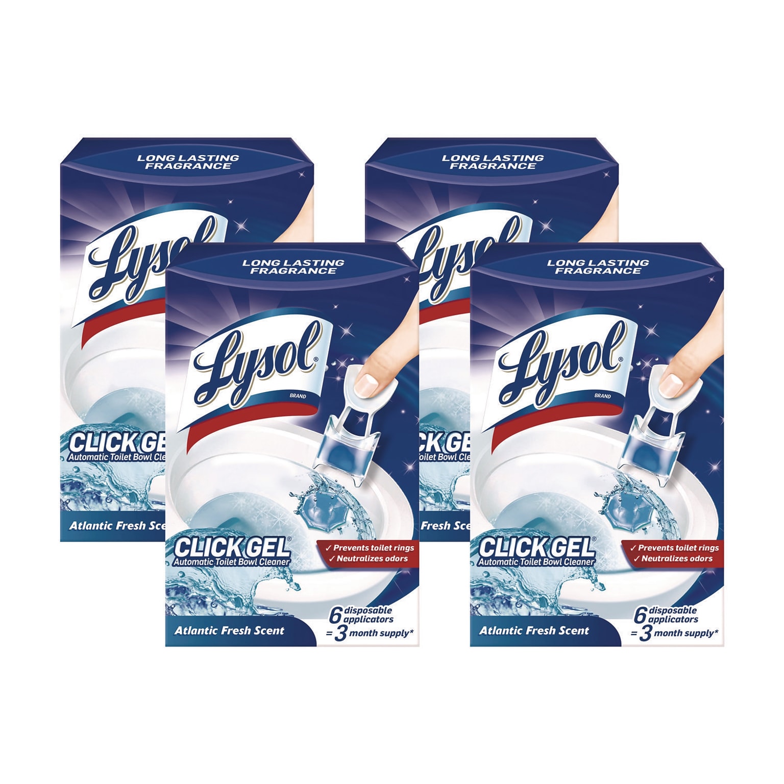 Lysol Click Gel Automatic Toilet Bowl Cleaner, Atlantic Fresh, 6/Pack, 4 Packs/Carton (192008905900)