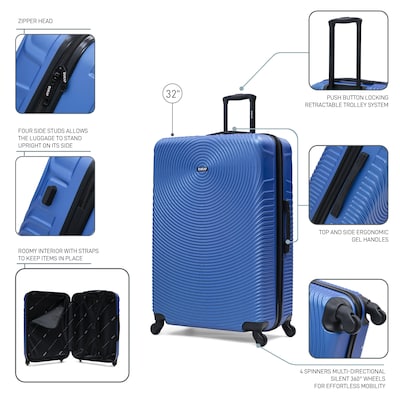 DUKAP Inception 33.86" Hardside Suitcase, 4-Wheeled Spinner, TSA Checkpoint Friendly, Blue (DKINC00XL-BLU)