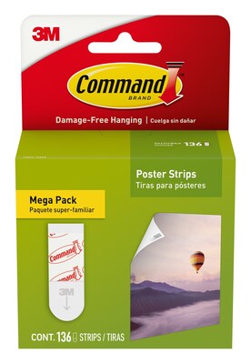 Command Poster Strips Mega-Pack, White, 136 Strips/Pack (17024-136ES)
