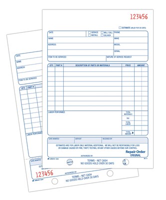 TOPS™ Repair Order Book, 2-Part, 50 Sheets/Book (D5084)