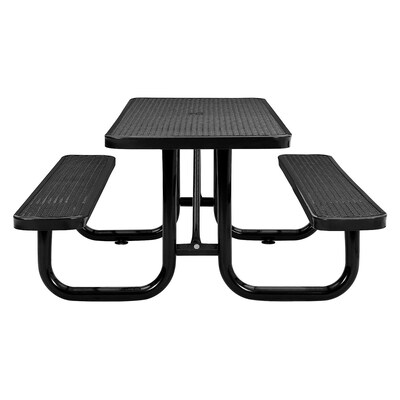 Global Industrial 6' Rectangular Outdoor Steel Picnic Table, Expanded Metal, Black (277152BK)