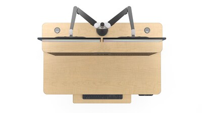 VersaDesk PowerLift Split-Level 48"W Electric Rectangular Adjustable Standing Desk, Maple/Black (PL2SD4830-BM)