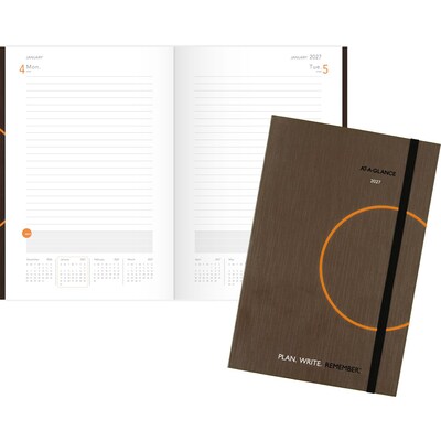 2027 AT-A-GLANCE 5 x 8.25 Calendar Year Daily Planner, Paperboard Cover, Brown/Orange (70-6201-30-27)