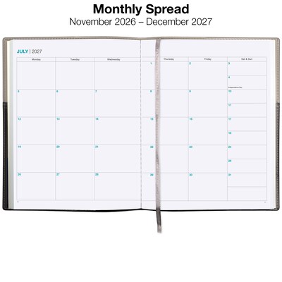 2027 Excello Brands 8" x 10" Weekly & Monthly Standard Planner, Paperboard Cover, Gray/Black (PKT-CY27-810-GY)