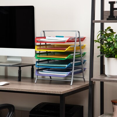 Mind Reader 5-Compartment Metal Desk Tray, Multicolor (5TPAPER-ASST)