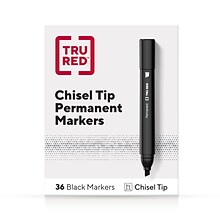 TRU RED™ Tank Permanent Markers, Chisel Tip, Black, 36/Pack (TR54544)