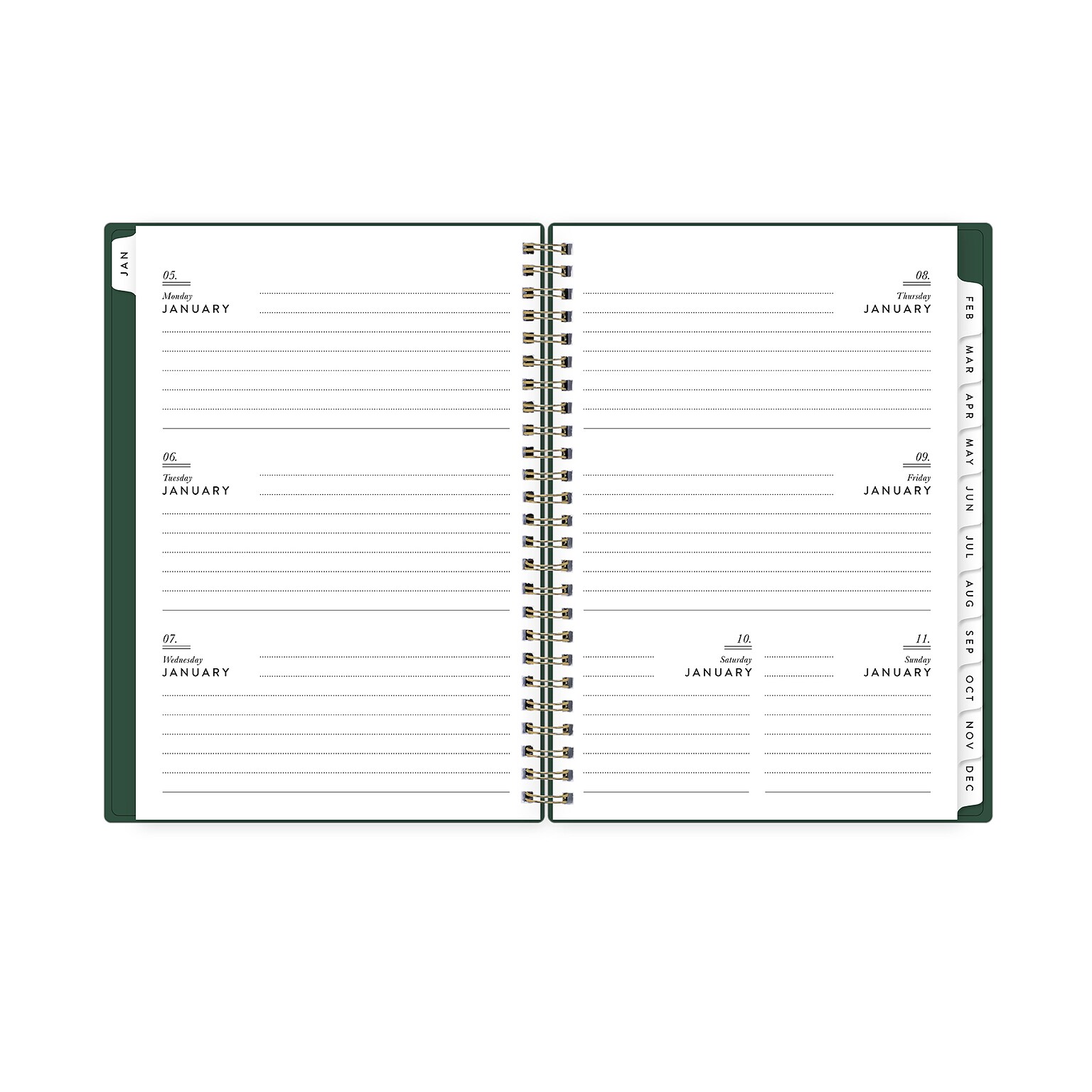 2026 Blue Sky 5.875 x 8.625  Weekly & Monthly Planner, Plastic Cover, Deep Forest Green (155587)