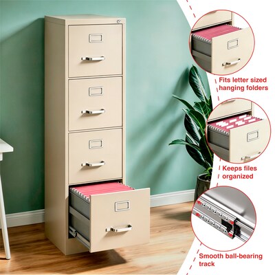 Quill Brand® 4-Drawer Vertical File Cabinet, Locking, Letter, Putty/Beige, 22"D (22336D)