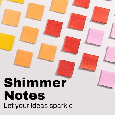 Post-it Shimmer Sticky Notes, 3" x 3", Warm Collection, 45 Sheets/Pad, 3 Pads/Pack (SENS-SN33-WM)
