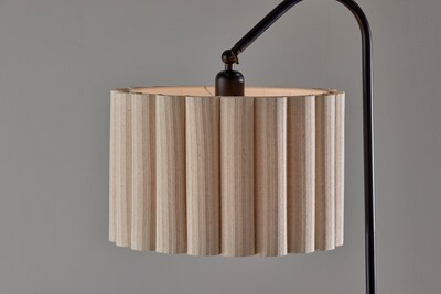 Adesso Caldwell 62"H Black Floor Lamp with Beige Linen Shade (4229-01)