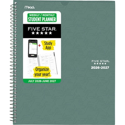 2026-2027 Five Star 8.5 x 11 Academic Weekly & Monthly Customizable Planner, Plastic Cover, Assorted Colors (CAW651-00-27)