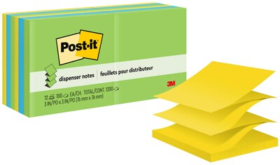 Post-it Pop-up Notes, 3 x 3, Floral Fantasy Collection, 100 Sheet/Pad, 12 Pads/Pack (R330-12AU)