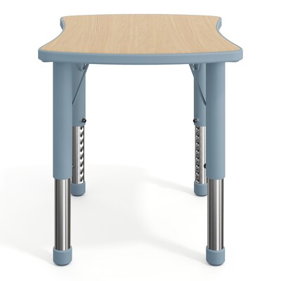 Flash Furniture Wren Rectangular Activity Table, 21.75" x 26.5", Height Adjustable, Natural Woodgrain/Dusty Blue (YU98RECTBDTB)
